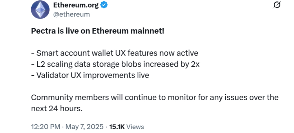 Ethereum’s Pectra update is now live! Ethereum’s Pectra update is now live!