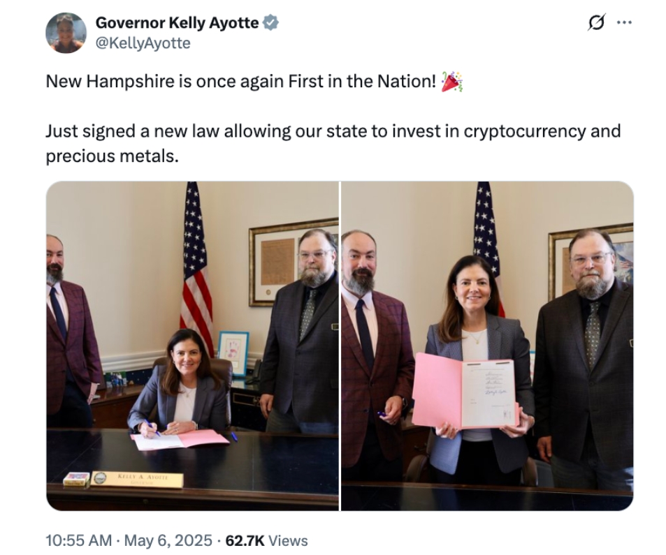 New Hampshire legalizes crypto reserve via bill New Hampshire legalizes crypto reserve via bill