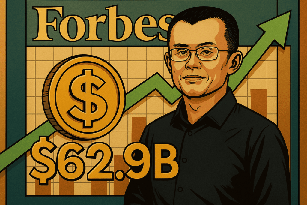 Crypto king CZ climbs Forbes 2025 billionaires list with $62.9B fortune.