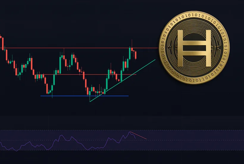 HBAR has surged 30% off its recent breakout, but a bearish RSI divergence signals waning momentum and the risk of a short-term pullback