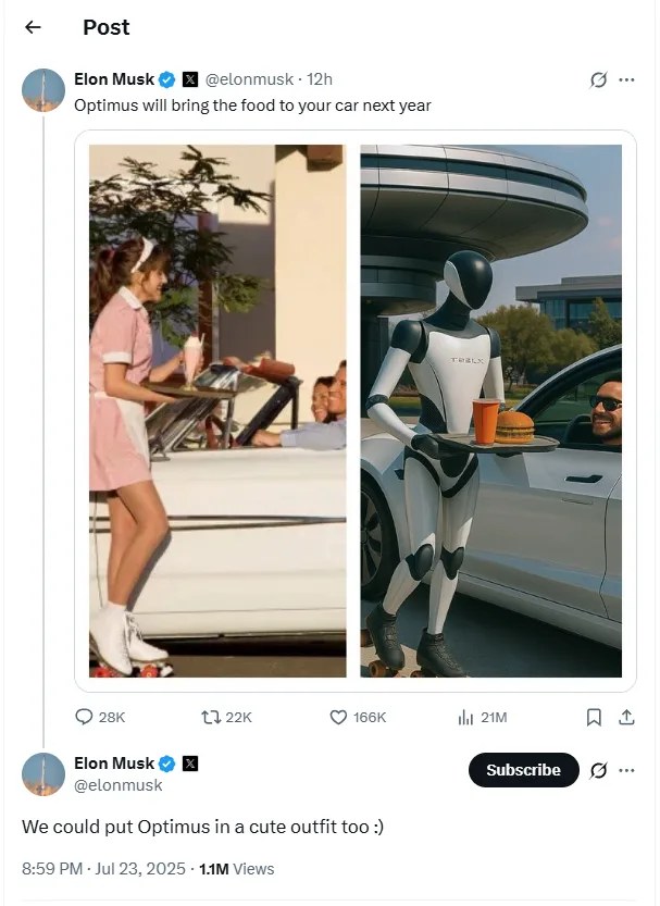 Tesla misses Q2 earnings as Musk highlights ‘Cute’ robot diner staff
