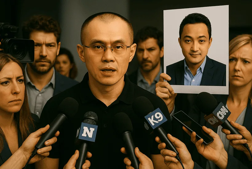 CZ calls out news channel for using Justin Sun's image for his identity