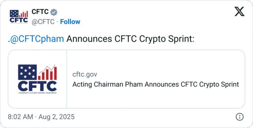CFTC and SEC launch joint ‘Crypto Sprint’ in response to White House strategy