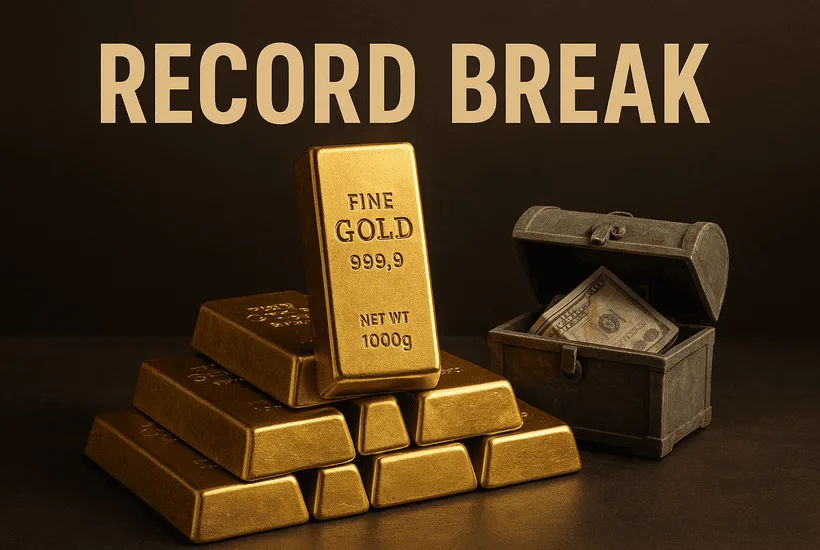 Gold hits record high, Dollar weakens on rate outlook