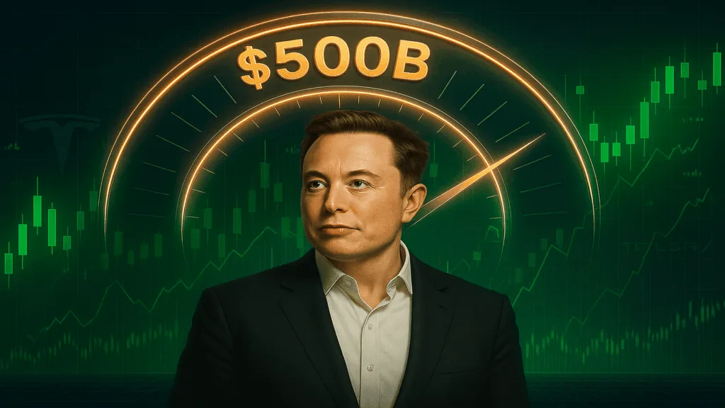 Musk first to reach net worth of $500 billion.