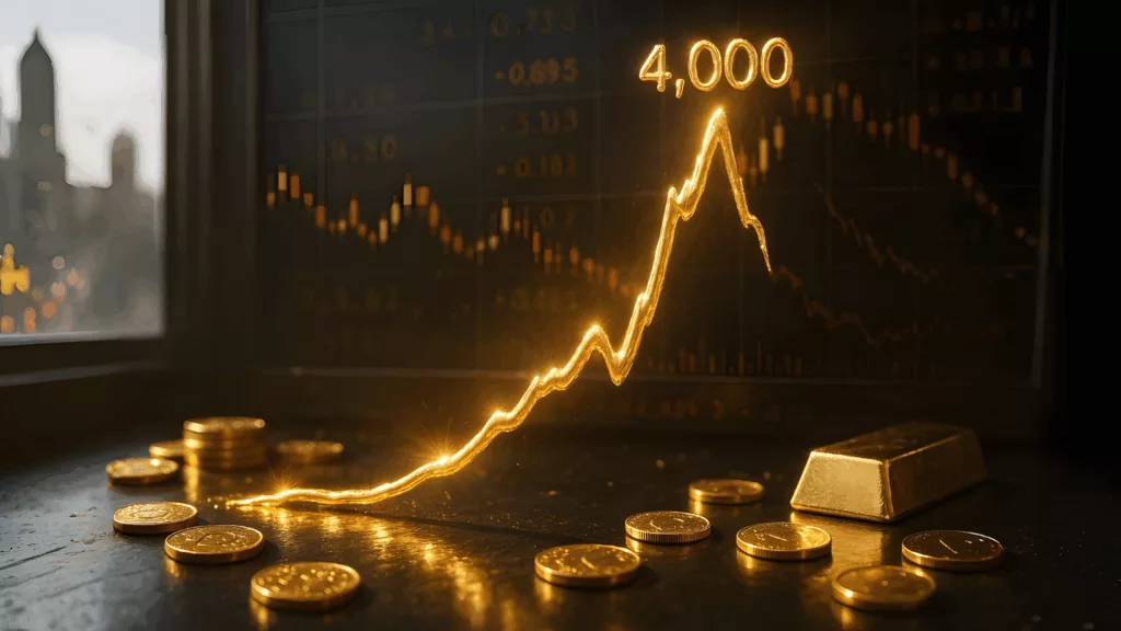 Gold futures briefly touch $4,000 before dipping