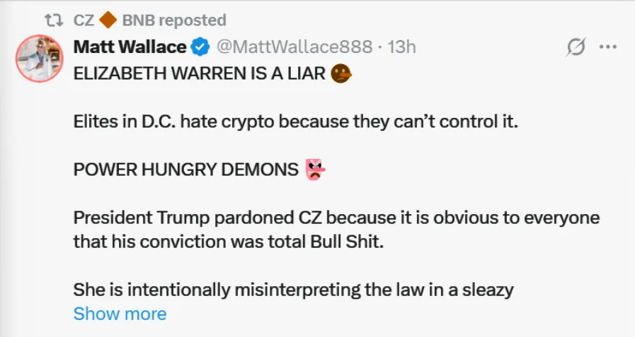 Donald Trump's CZ pardon triggers pushback from Senator Elizabeth Warren Donald Trump's CZ pardon triggers pushback from Senator Elizabeth Warren