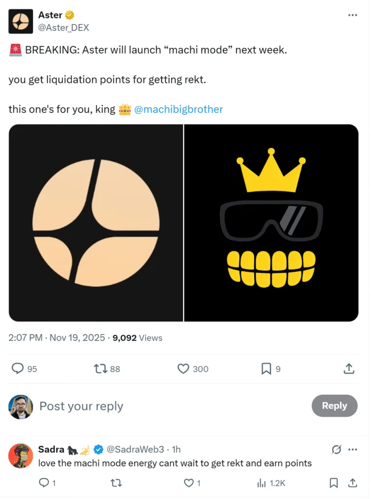 Aster introduces ‘rekt reward mode’ as Machi Big Brother tops crypto liquidation rankings Aster introduces ‘rekt reward mode’ as Machi Big Brother tops crypto liquidation rankings