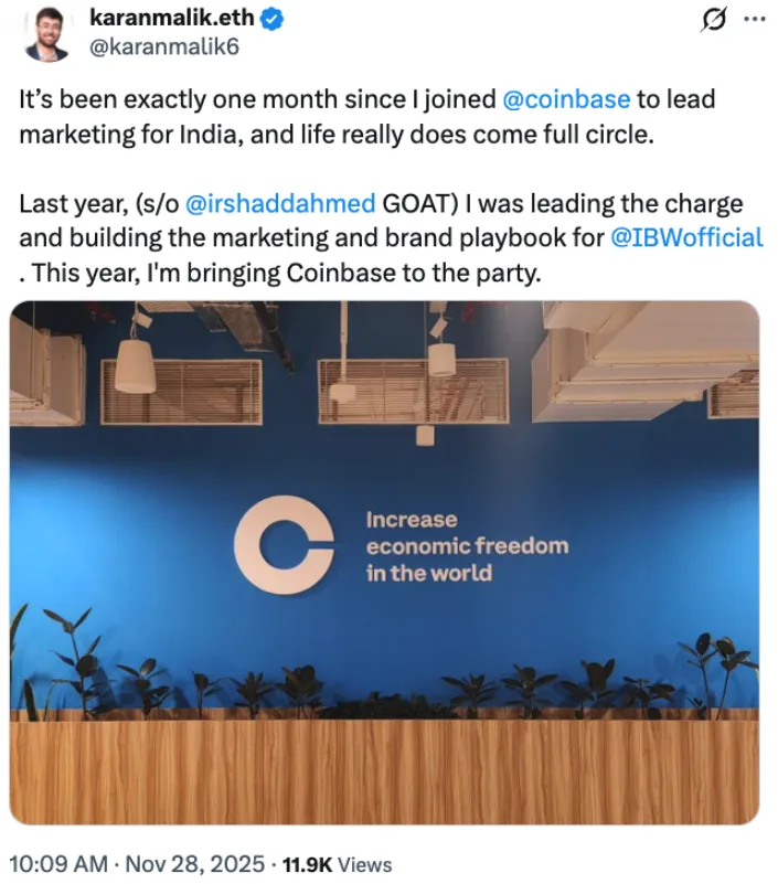 Coinbase returns to India, accepts new App registrations ahead of 2026 fiat launch Coinbase returns to India, accepts new App registrations ahead of 2026 fiat launch