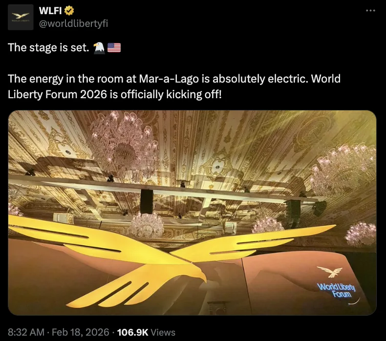 World Liberty Financial hosts Mar-a-Lago crypto forum as US market structure debate intensifies World Liberty Financial hosts Mar-a-Lago crypto forum as US market structure debate intensifies