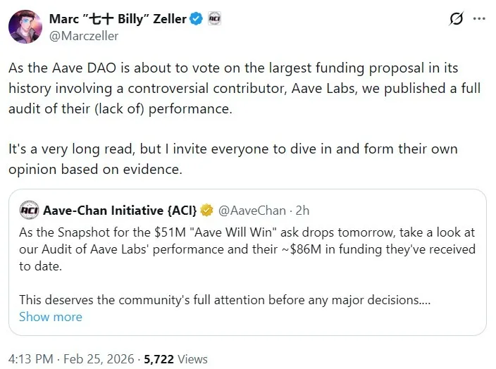 Aave governance clash deepens over $50M funding proposal Aave governance clash deepens over $50M funding proposal