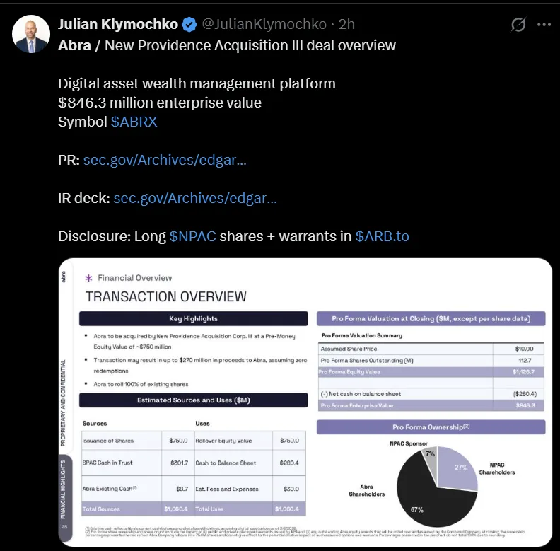 Abra plans Nasdaq listing through $750M SPAC merger Abra plans Nasdaq listing through $750M SPAC merger