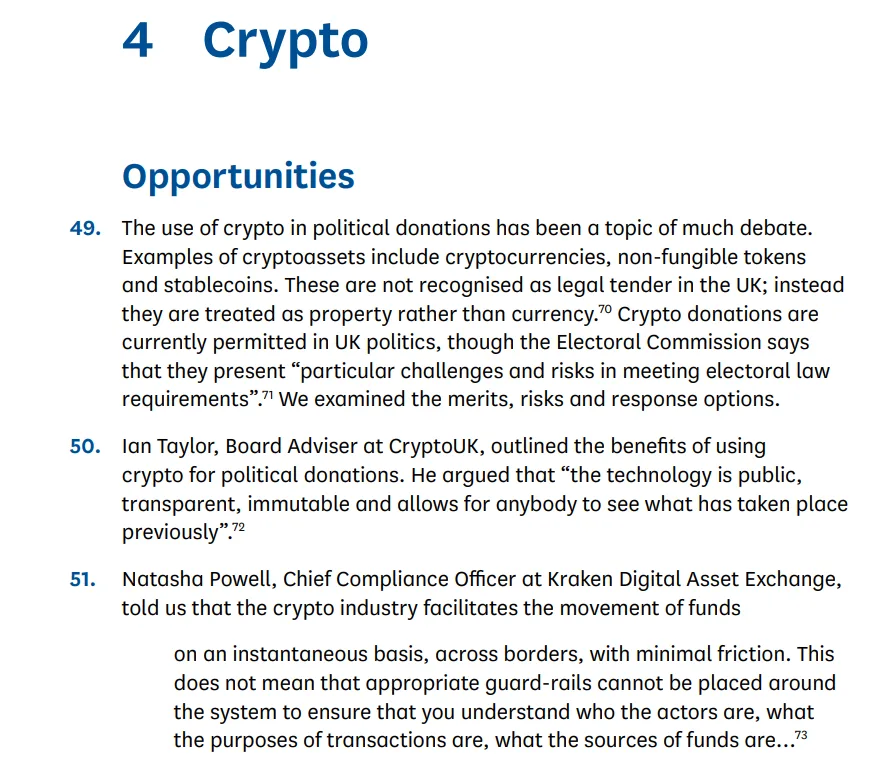 UK lawmakers urge immediate ban on crypto political donations UK lawmakers urge immediate ban on crypto political donations