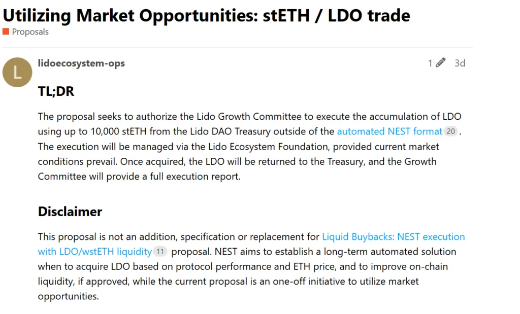 Lido DAO eyes $20 million buyback to support struggling LDO price Lido DAO eyes $20 million buyback to support struggling LDO price