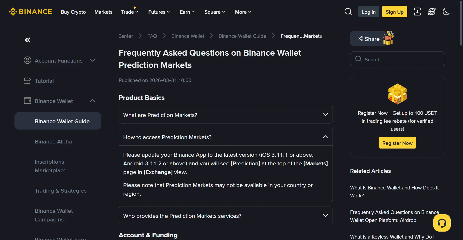 Binance tests prediction market feature inside wallet app with Predict.Fun Binance tests prediction market feature inside wallet app with Predict.Fun