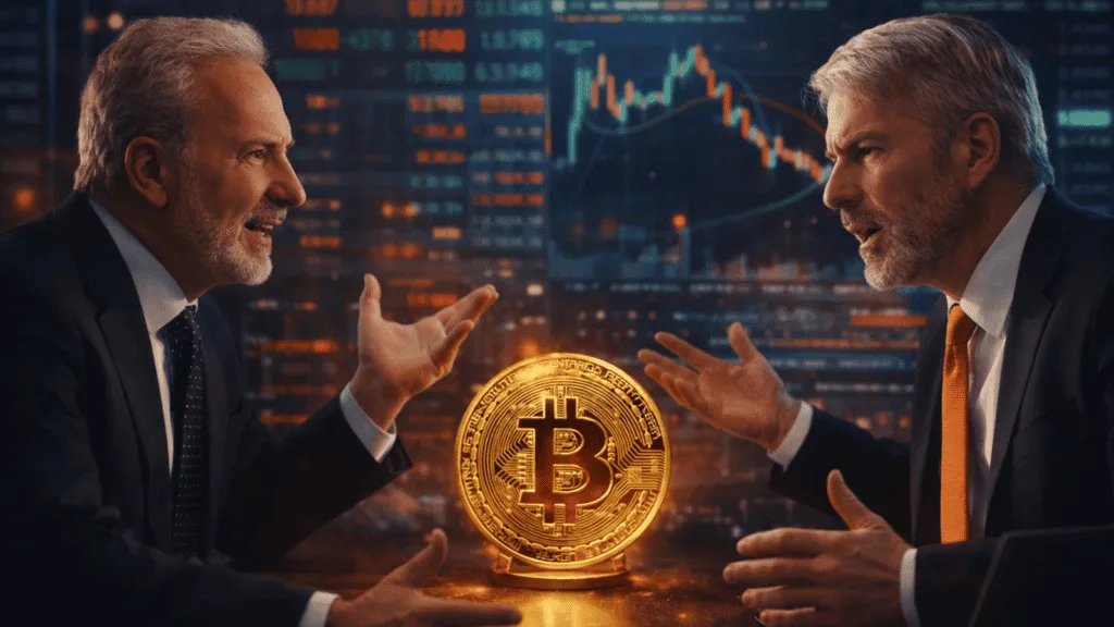 Bitcoin Debate Heats Up as Peter Schiff Questions Performance and Michael Saylor Pushes Back