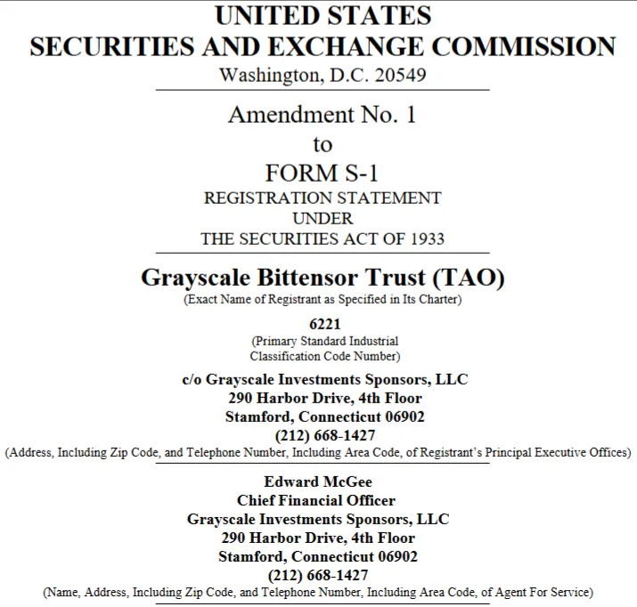 Grayscale revises S-1 to launch Bittensor ETF on NYSE Arca Grayscale revises S-1 to launch Bittensor ETF on NYSE Arca