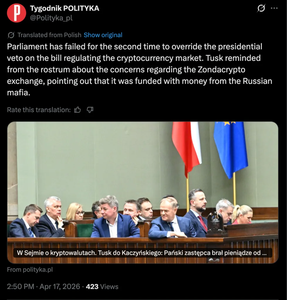 Tusk says Russia-linked crypto firm backed rivals amid Poland crypto fight Source: X