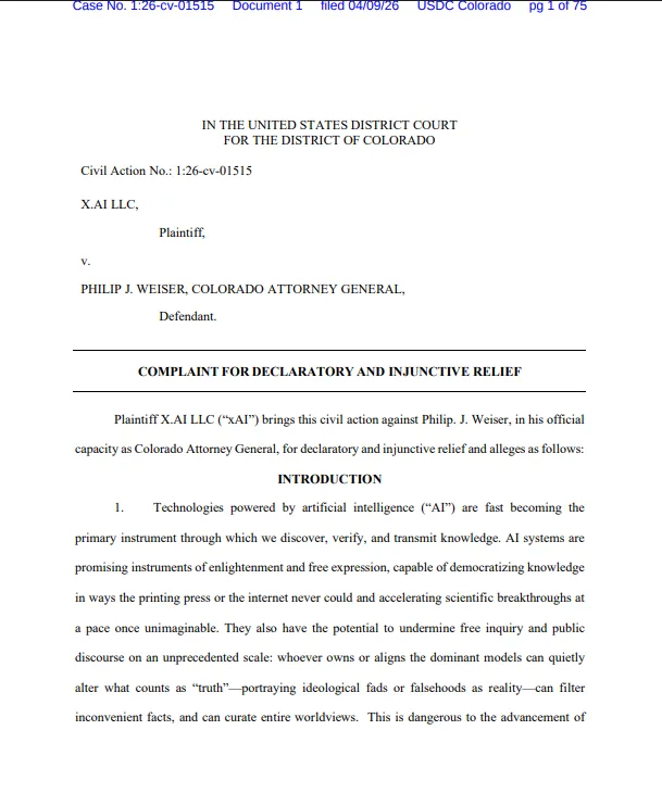 Elon Musk's xAI initiates lawsuit against Colorado's AI laws Elon Musk's xAI initiates lawsuit against Colorado's AI laws